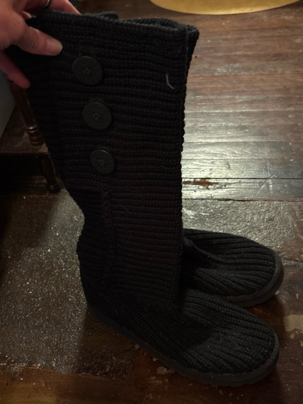 UGG Black Knit Button Tall Boot Socks
